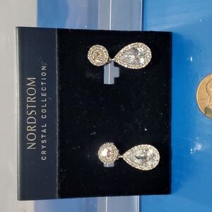 Nordstrom Crystal Collection dangle earrings w/ tear drop Clip On